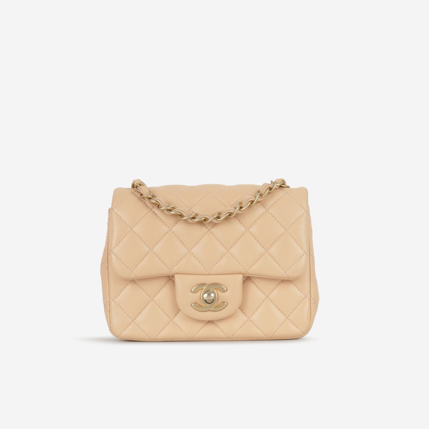 Chanel Mini Square - Beige Lambskin | Gold Hardware