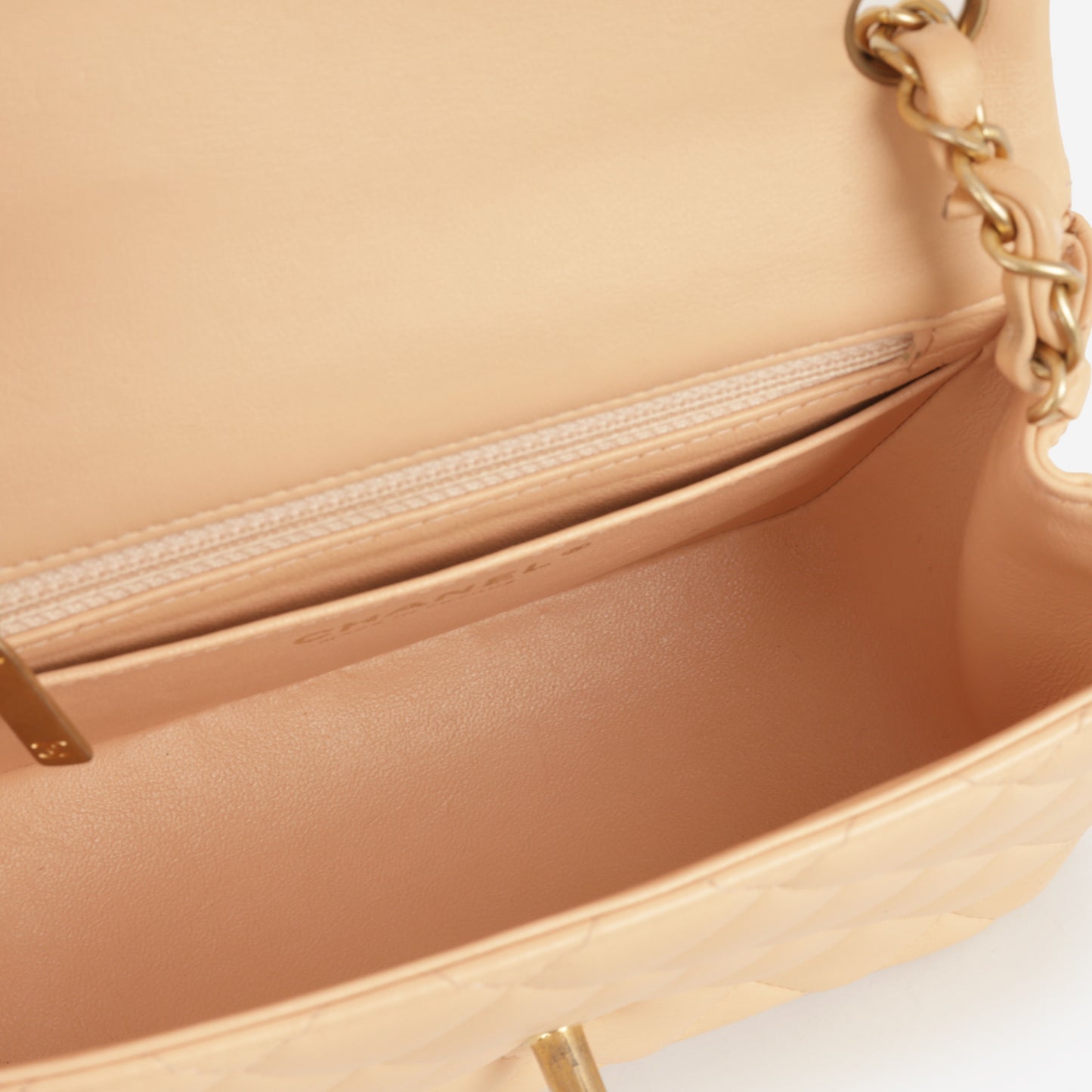 Chanel Mini Square - Beige Lambskin | Gold Hardware