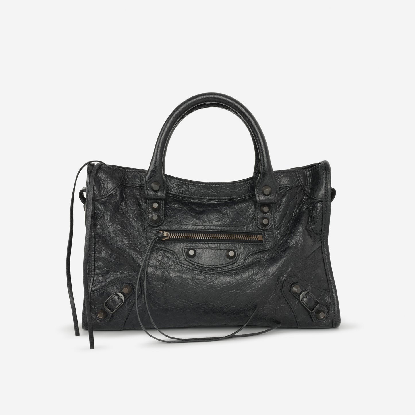 Balenciaga Small Le City Bag - Black Crumpled Lambskin | Brass Hardware