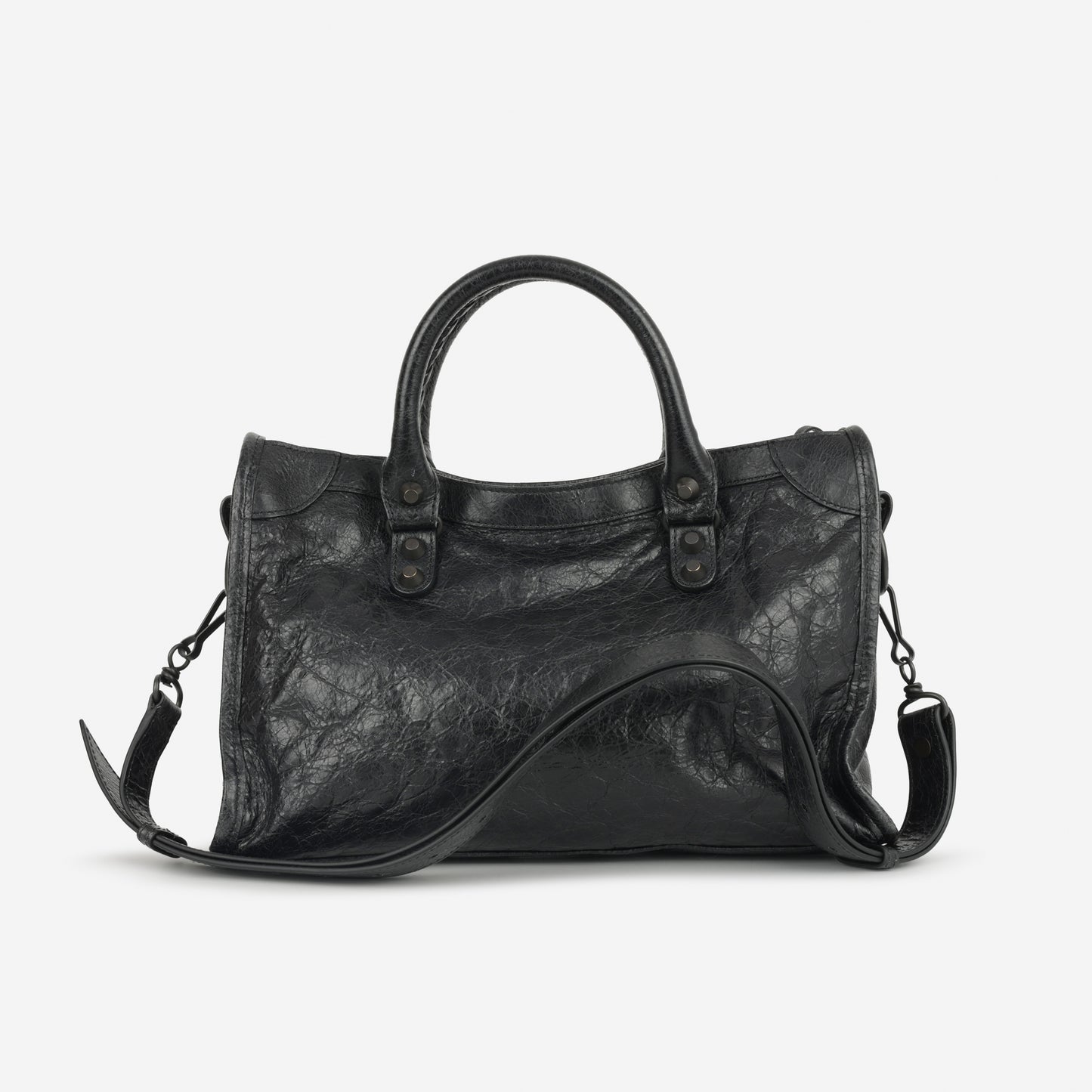 Balenciaga Small Le City Bag - Black Crumpled Lambskin | Brass Hardware