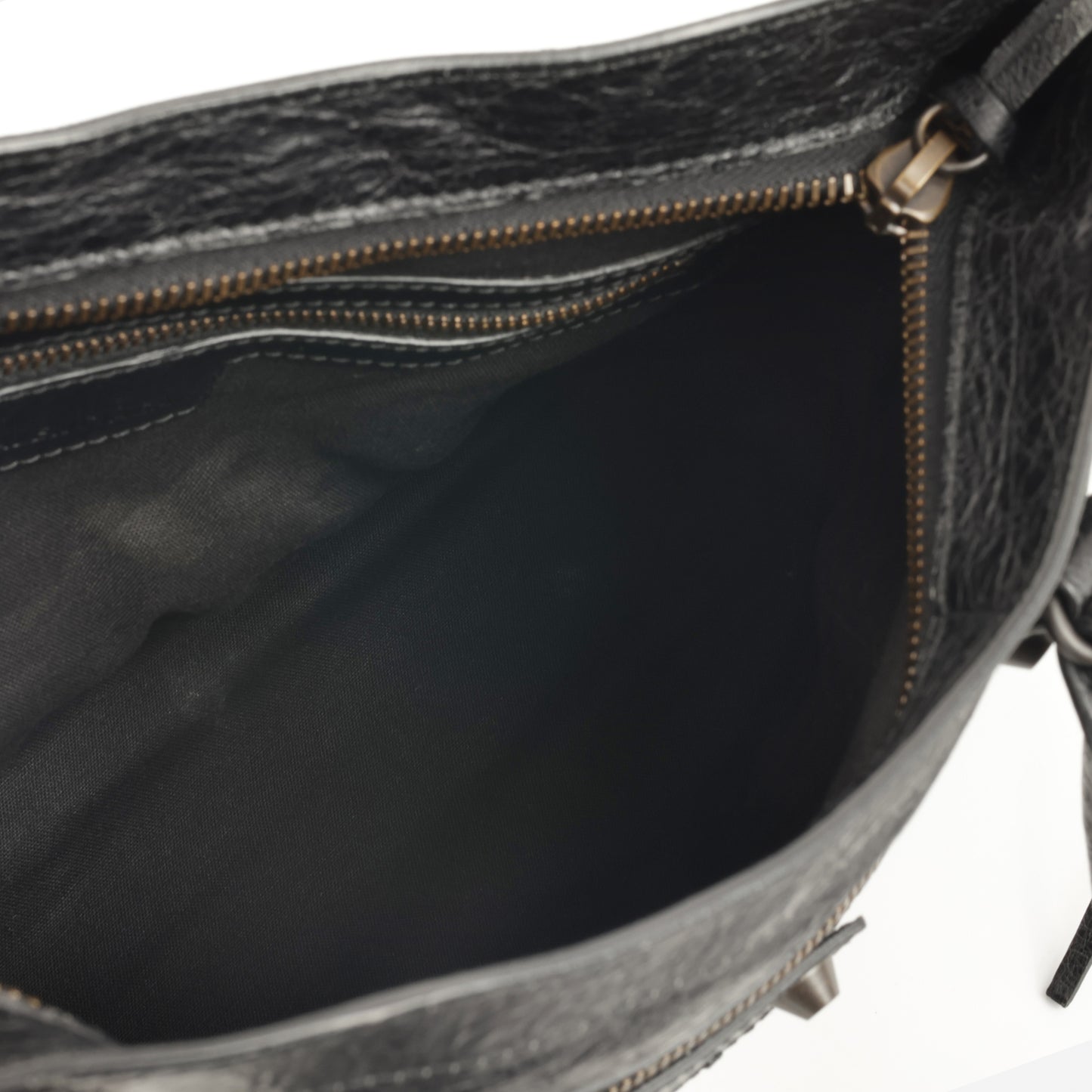 Balenciaga Small Le City Bag - Black Crumpled Lambskin | Brass Hardware