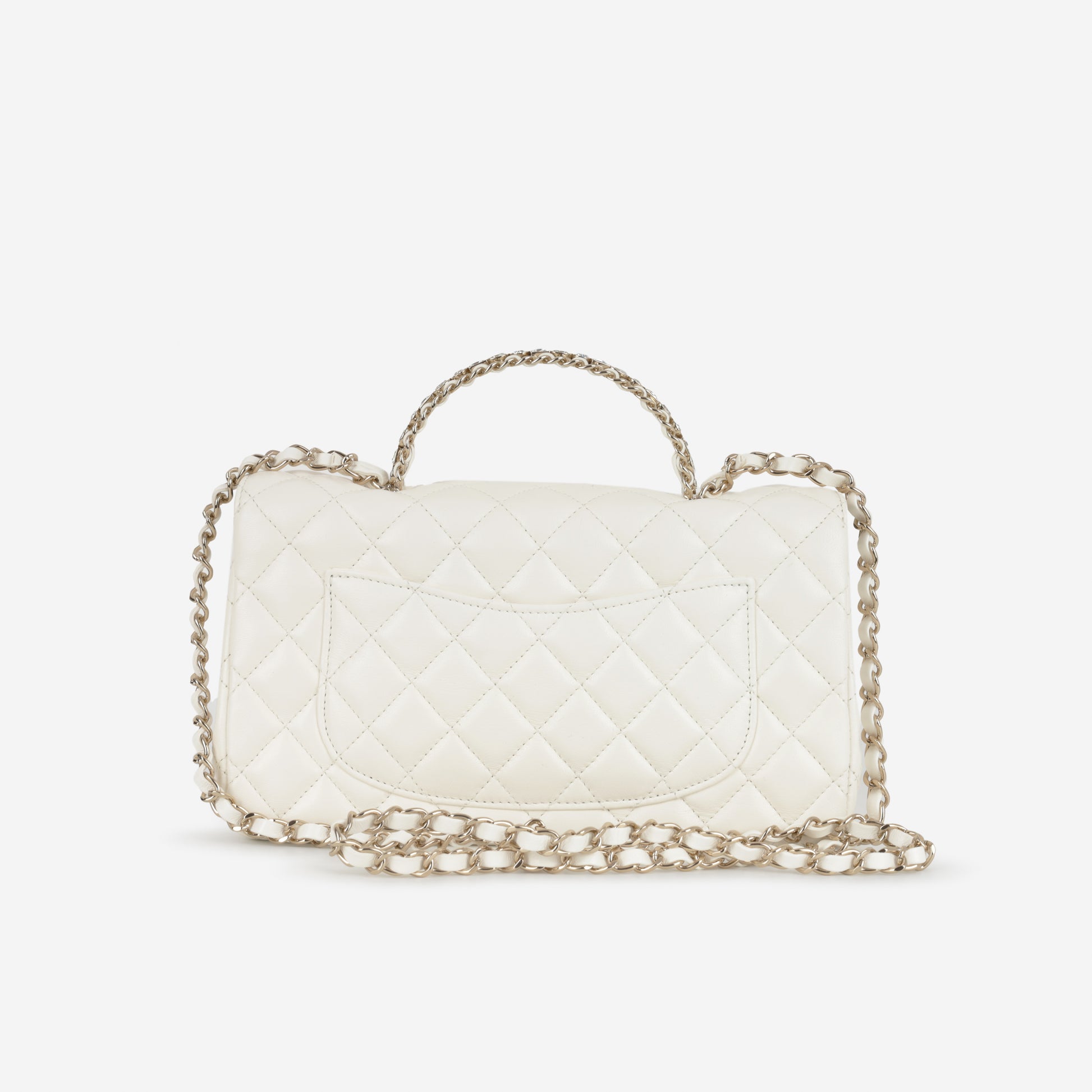 Chanel Mini Top Handle Flap with Strass - Ivory Lambskin  | Champagne Gold Hardware - Bagista