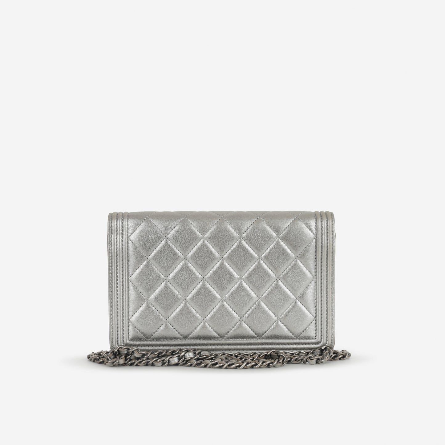 Chanel Boy Wallet On Chain - Silver Lambskin | Ruthenium Hardware