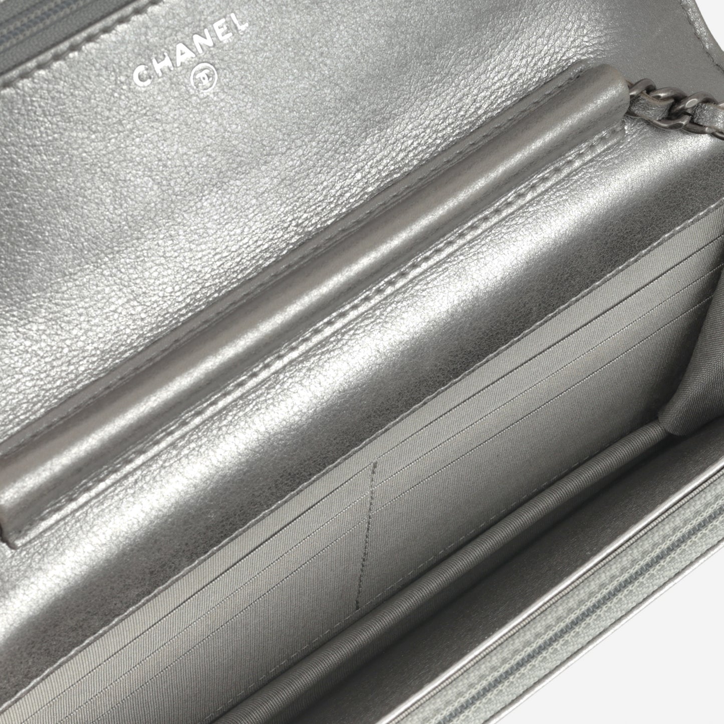 Chanel Boy Wallet On Chain - Silver Lambskin | Ruthenium Hardware