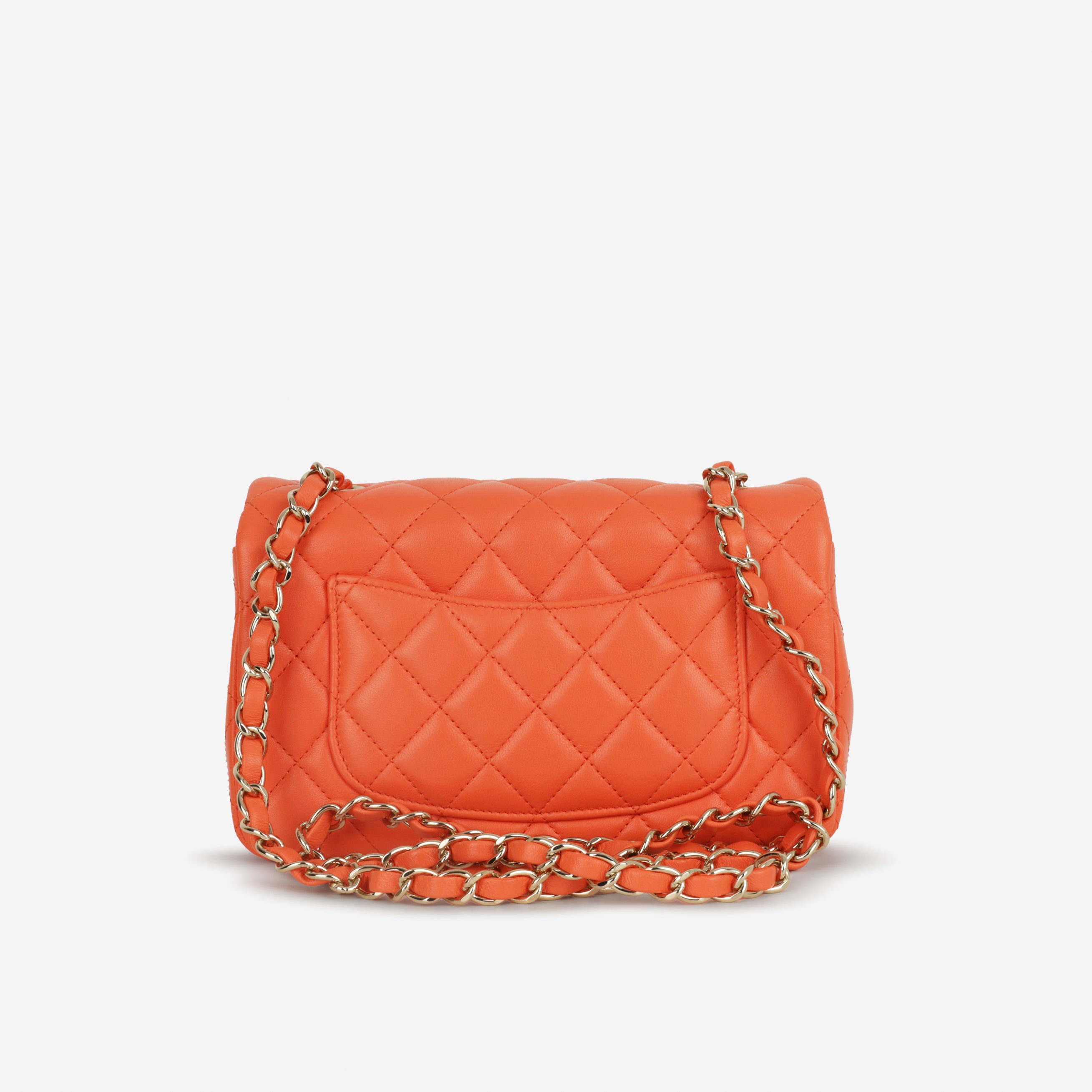 Chanel Mini Rectangular - Orange Lambskin | Champagne Gold