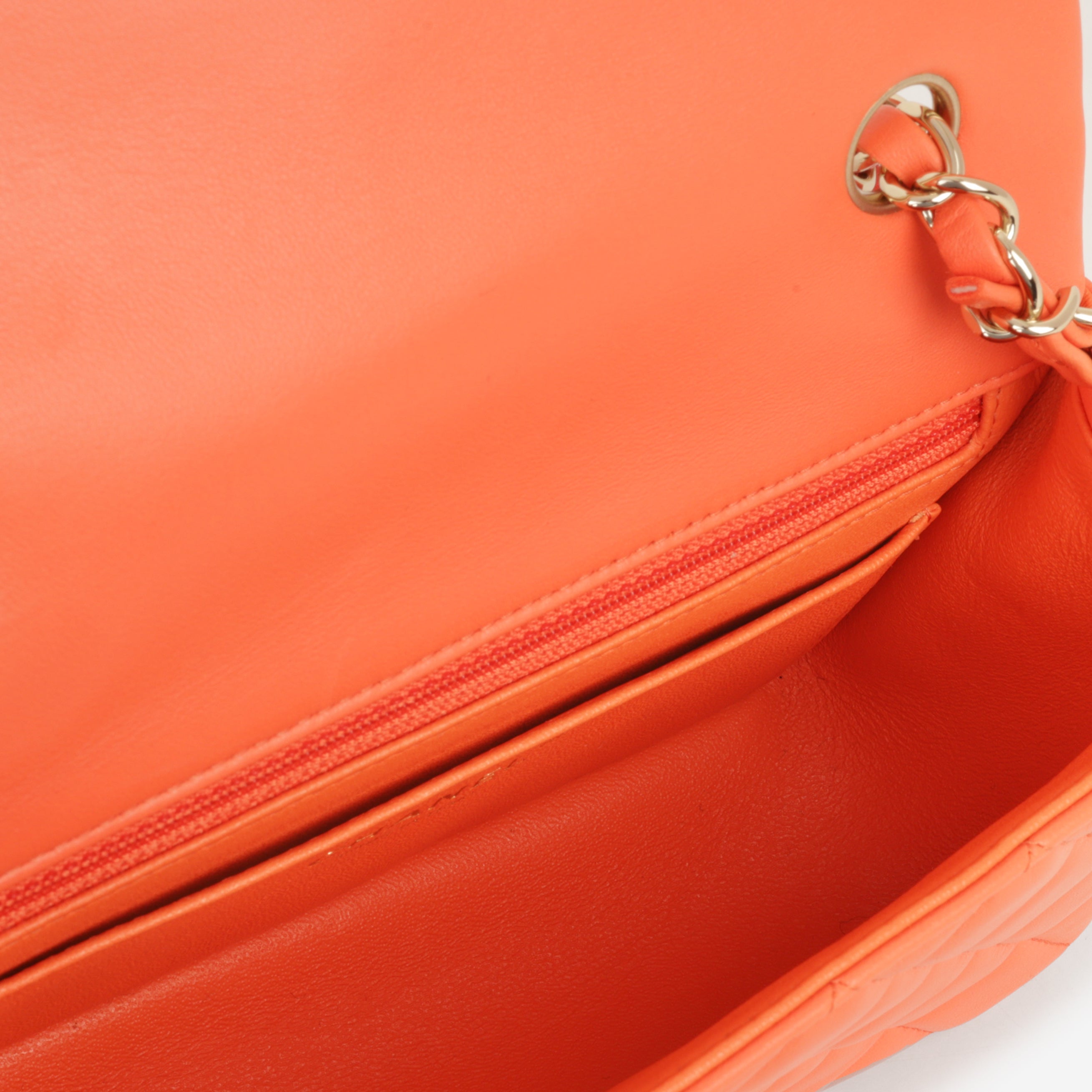 Chanel Mini Rectangular - Orange Lambskin | Champagne Gold