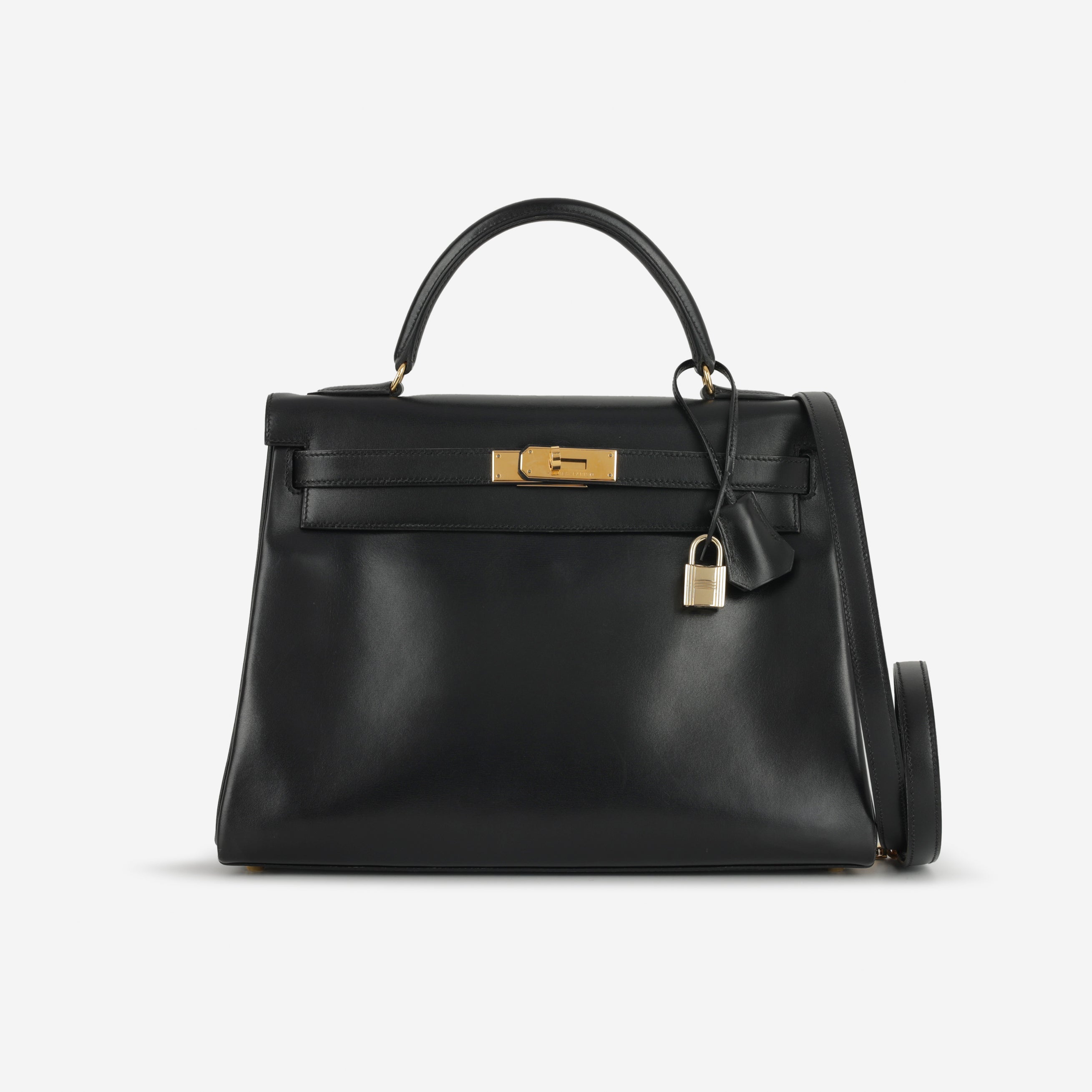 1997 Hermès Vintage Kelly 32 Retourne - Black Box Calf | Gold