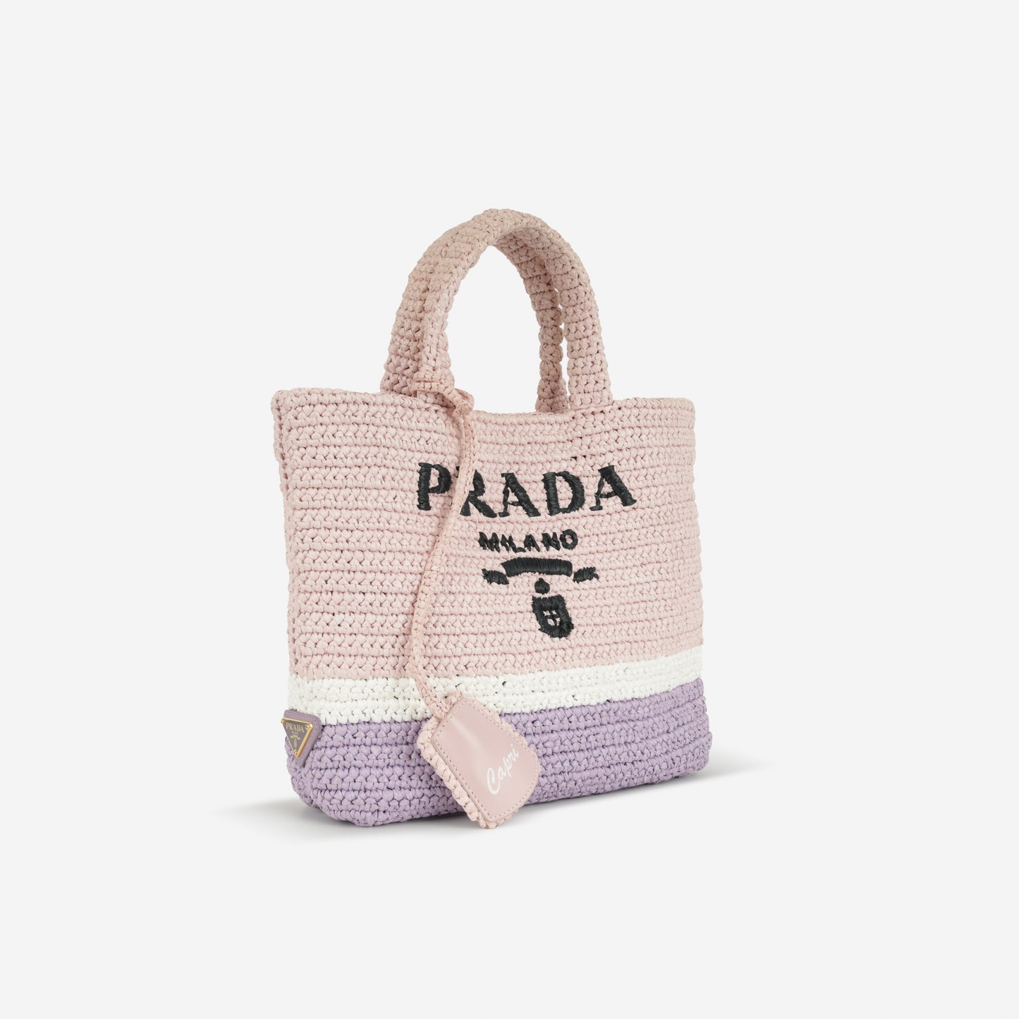 Prada Small Crochet Tote Bag - Alabaster / Purple