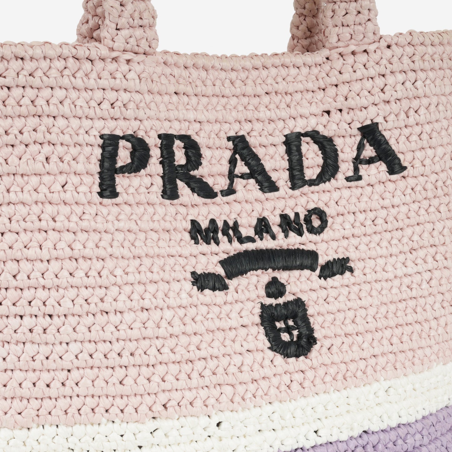 Prada Small Crochet Tote Bag - Alabaster / Purple