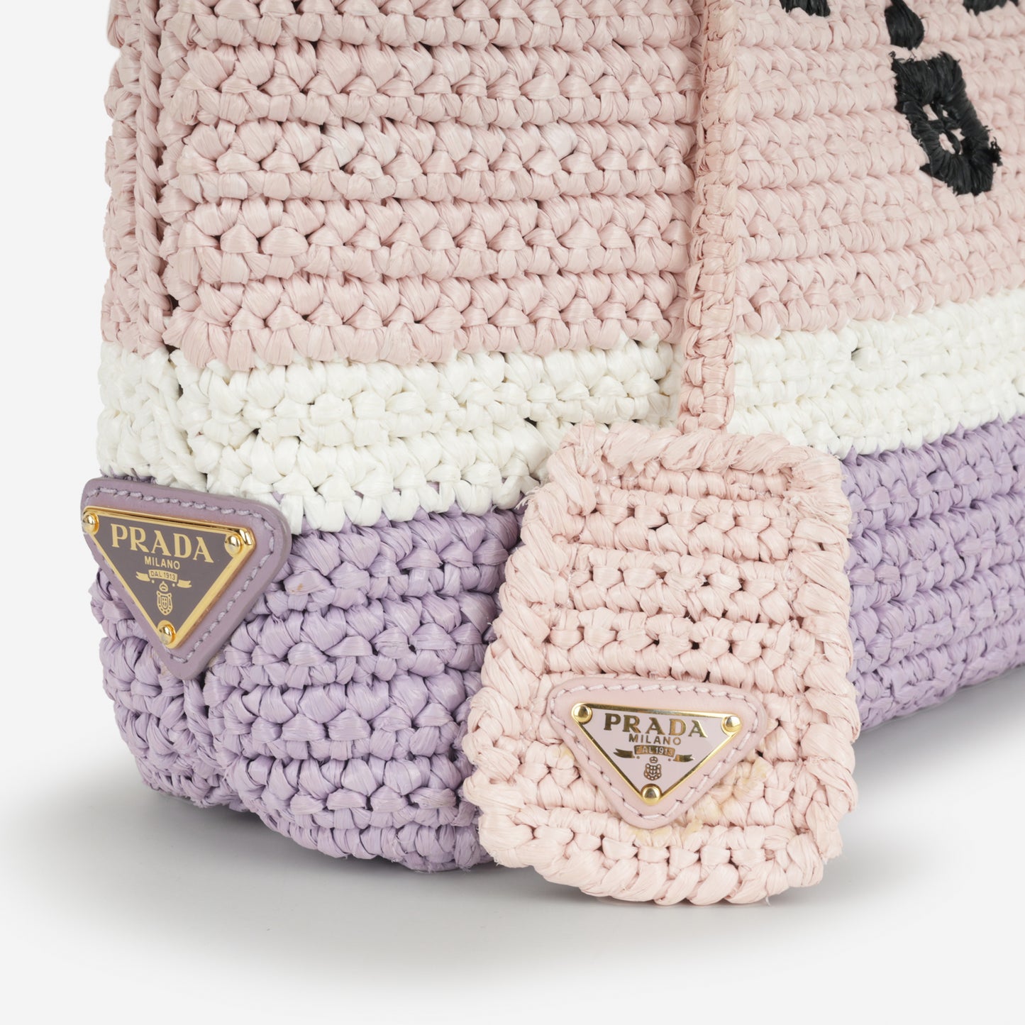 Prada Small Crochet Tote Bag - Alabaster / Purple