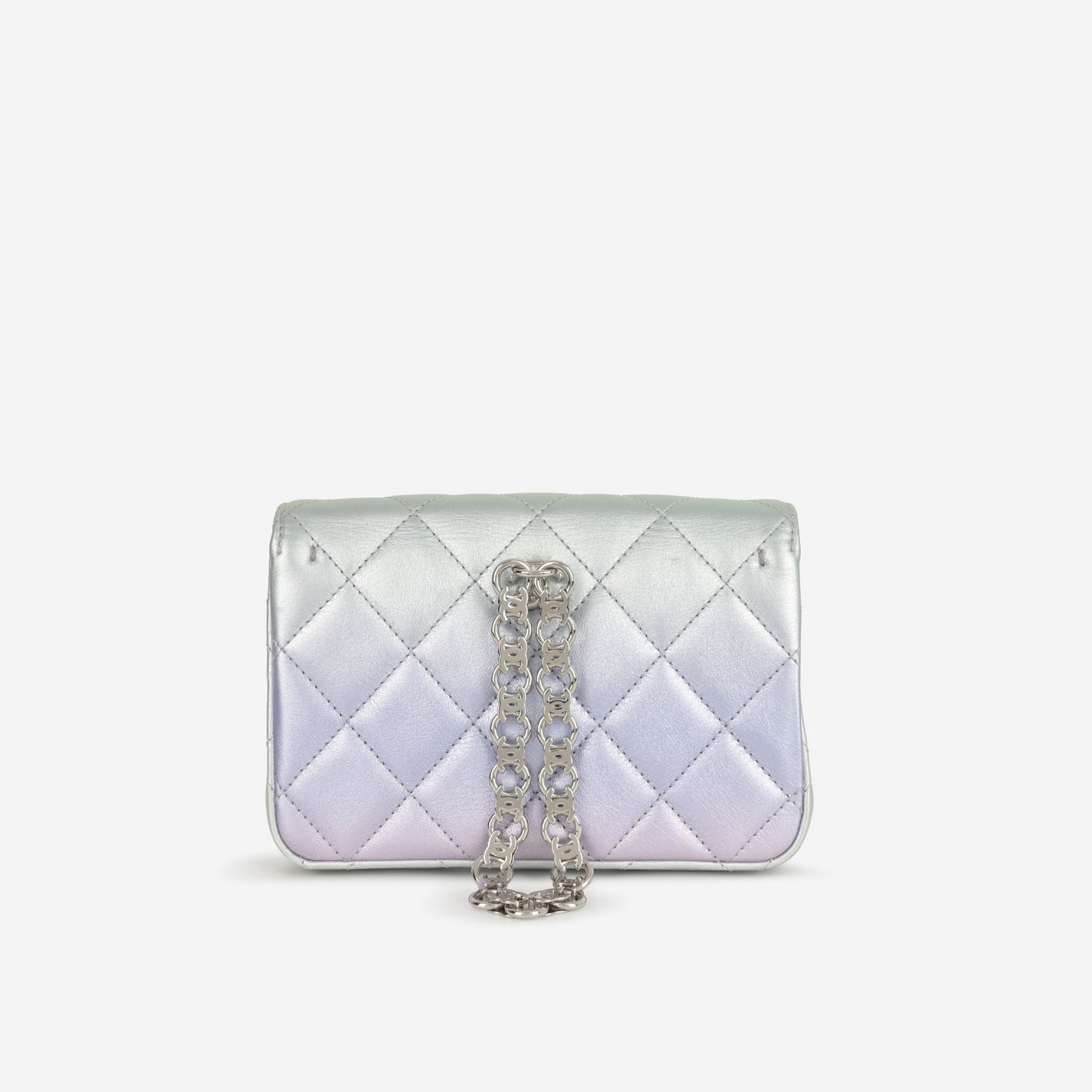 Chanel Classic Mini Wristlet Clutch - Iridescent Rainbow Calfskin | Silver Hardware