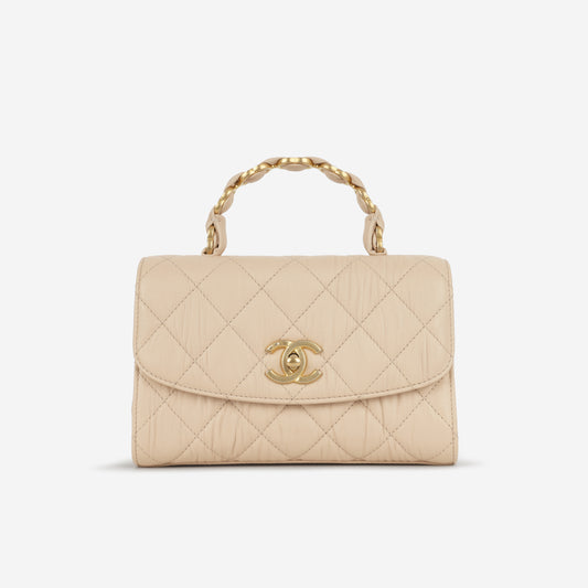 Chanel CC Link Top Handle - Beige Lambskin | Gold Hardware
