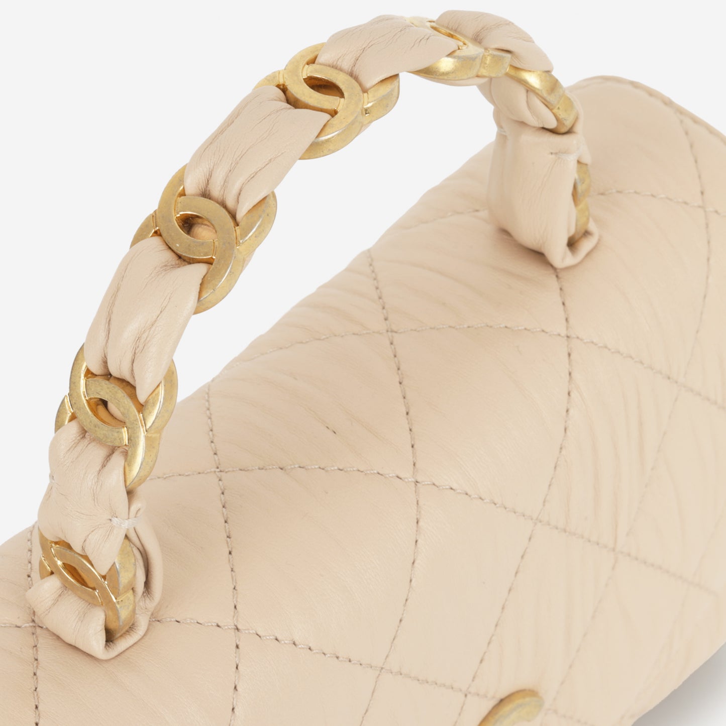 Chanel CC Link Top Handle - Beige Lambskin | Gold Hardware