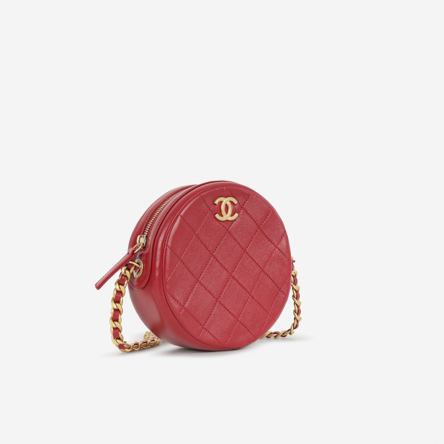 Chanel Round 19 Clutch on Chain - Burgundy Calfskin | Aged Gold Hardware