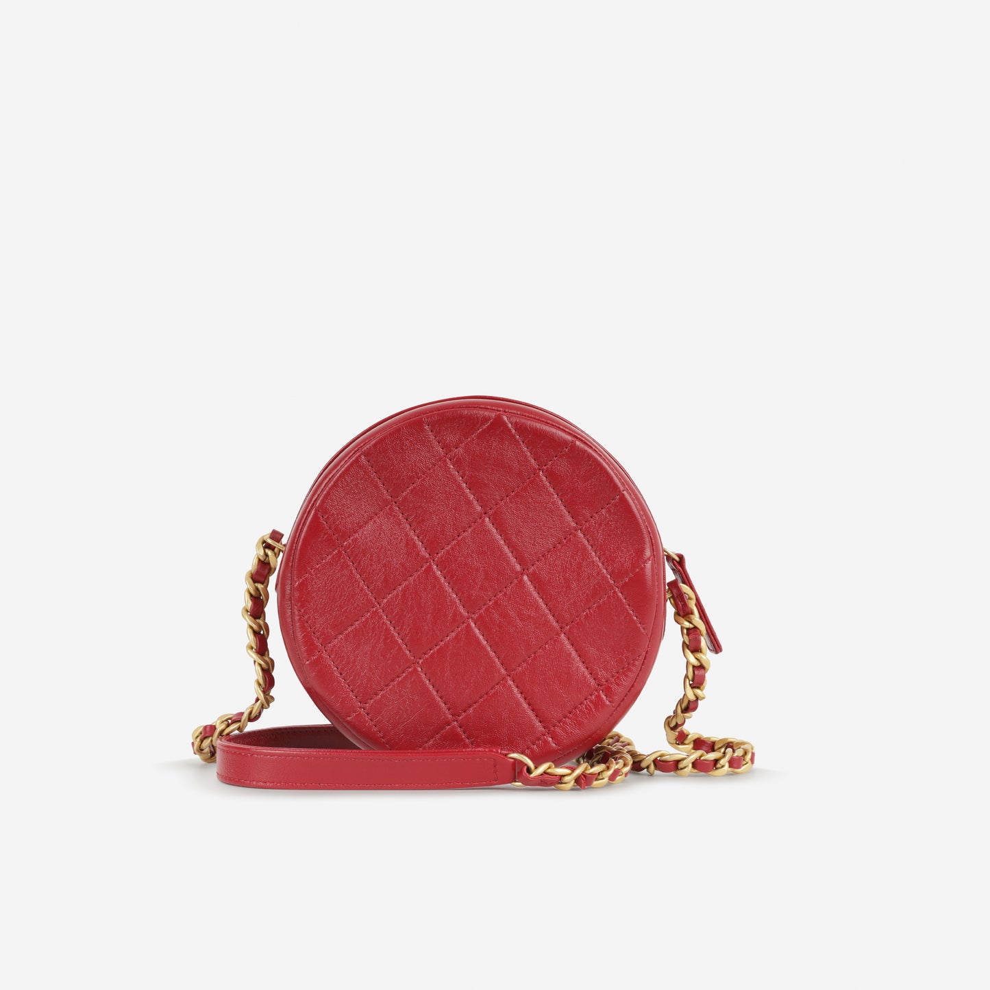 Chanel Round 19 Clutch on Chain - Burgundy Calfskin | Aged Gold Hardware