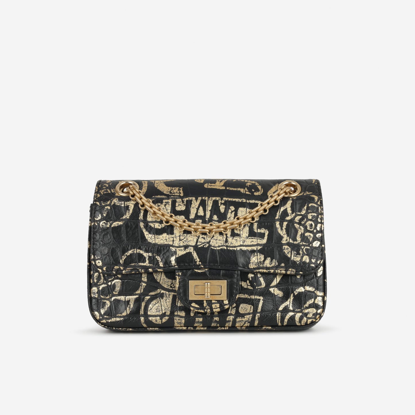 Chanel Mini 2.55 Reissue 224 - Graffiti Croc Embossed | Gold Hardware