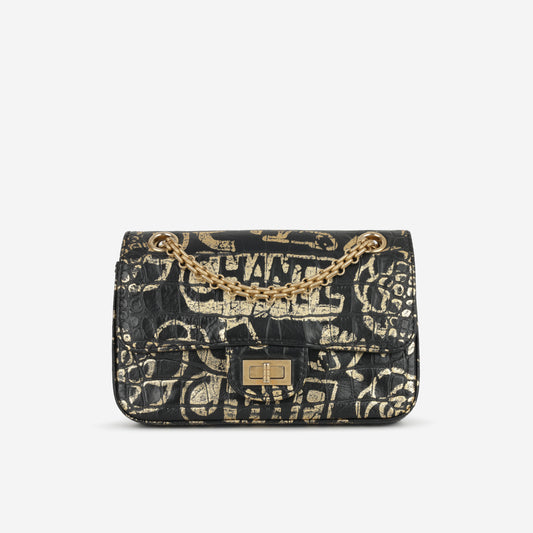 Chanel Mini 2.55 Reissue 224 - Graffiti Croc Embossed | Gold Hardware