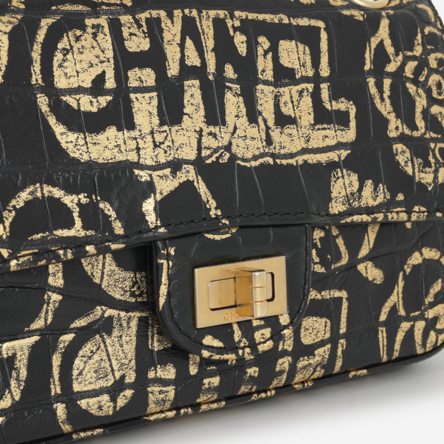 Chanel Mini 2.55 Reissue 224 - Graffiti Croc Embossed | Gold Hardware
