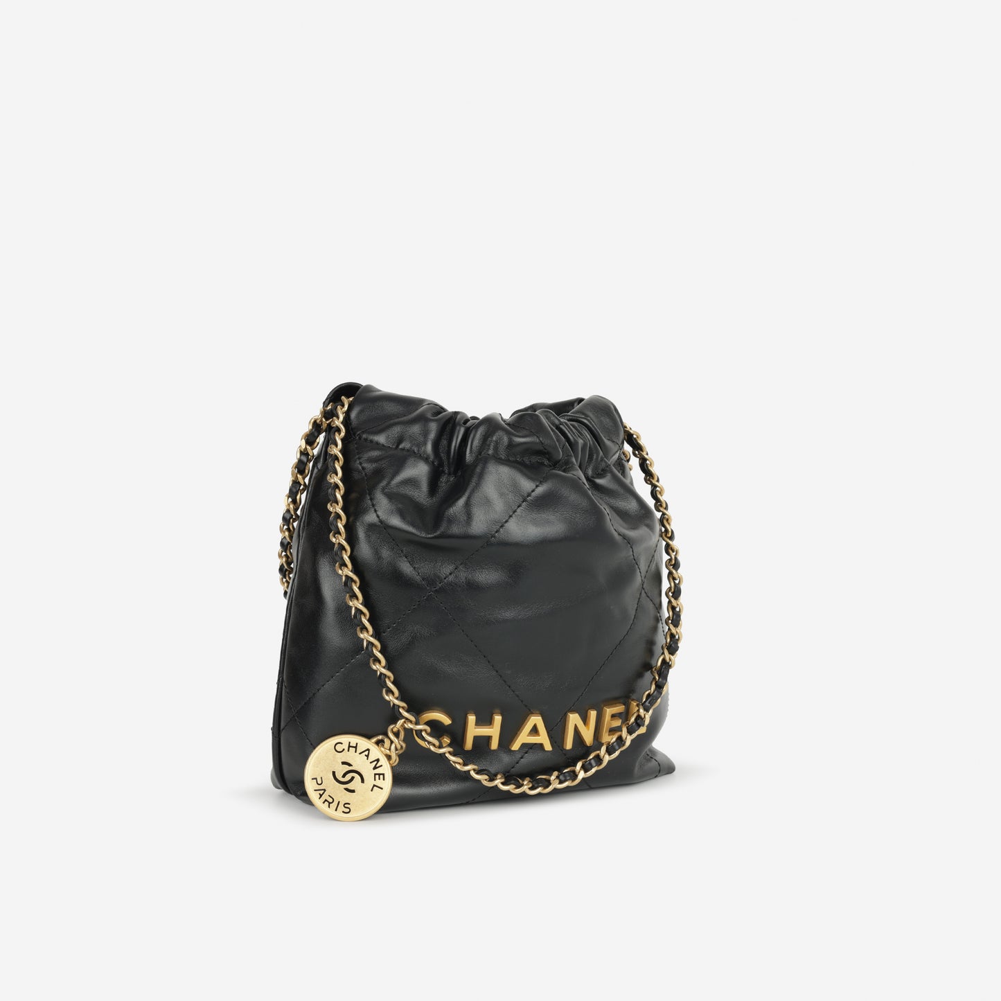 Chanel Mini 22 - Black Calfskin | Gold Hardware