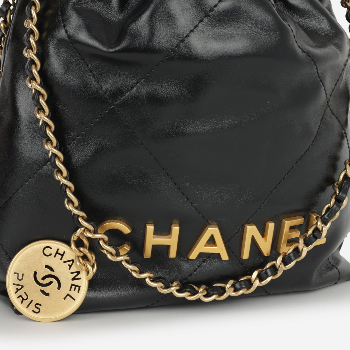 Chanel Mini 22 - Black Calfskin | Gold Hardware