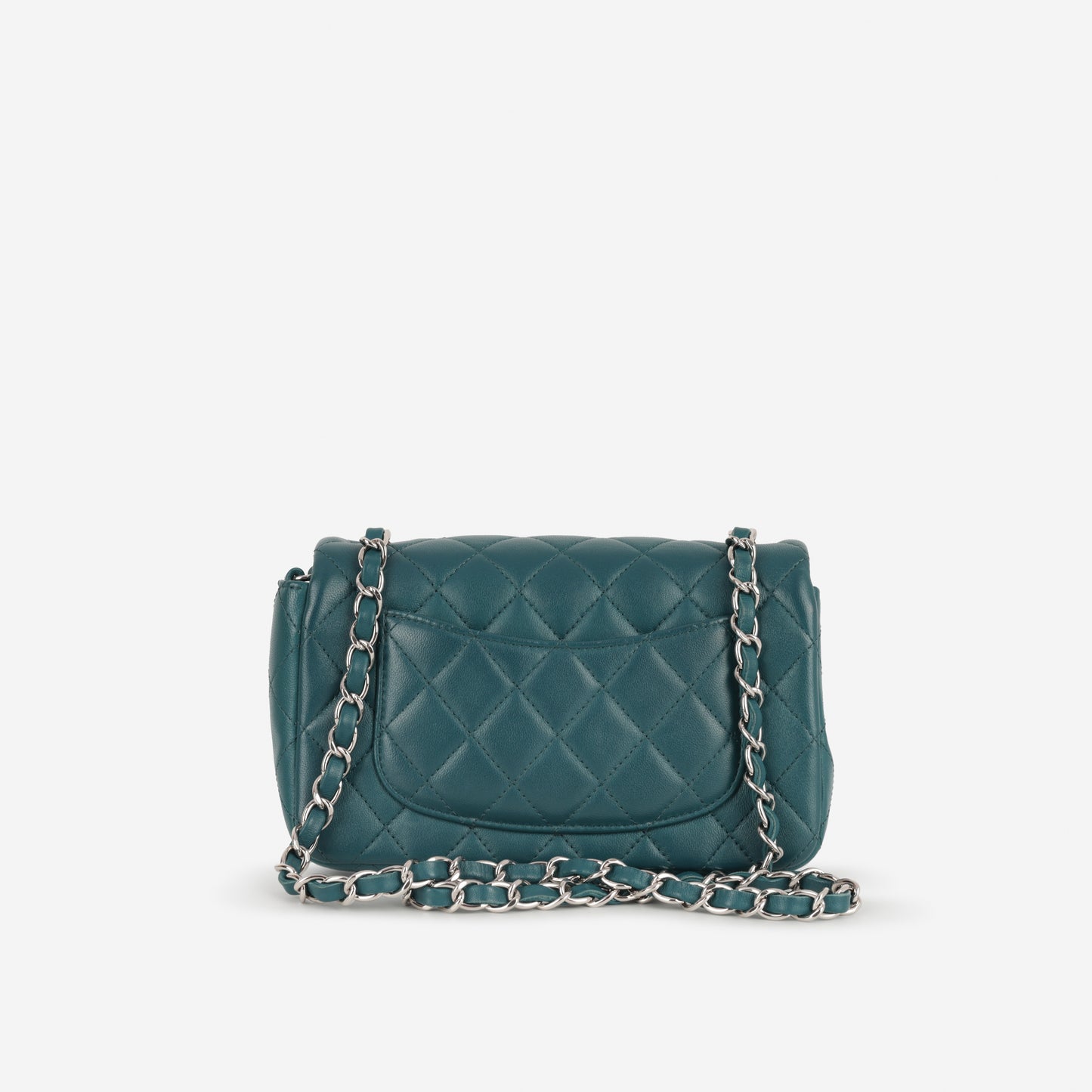 Chanel Mini Rectangular - Teal Lambskin | Silver Hardware