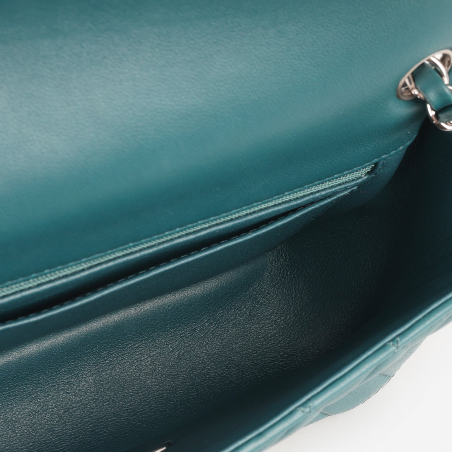Chanel Mini Rectangular - Teal Lambskin | Silver Hardware
