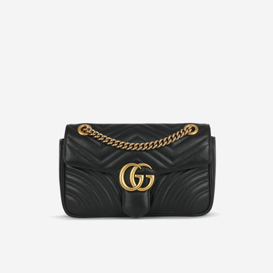 Gucci Medium GG Marmont - Black Calfskin | Gold Hardware
