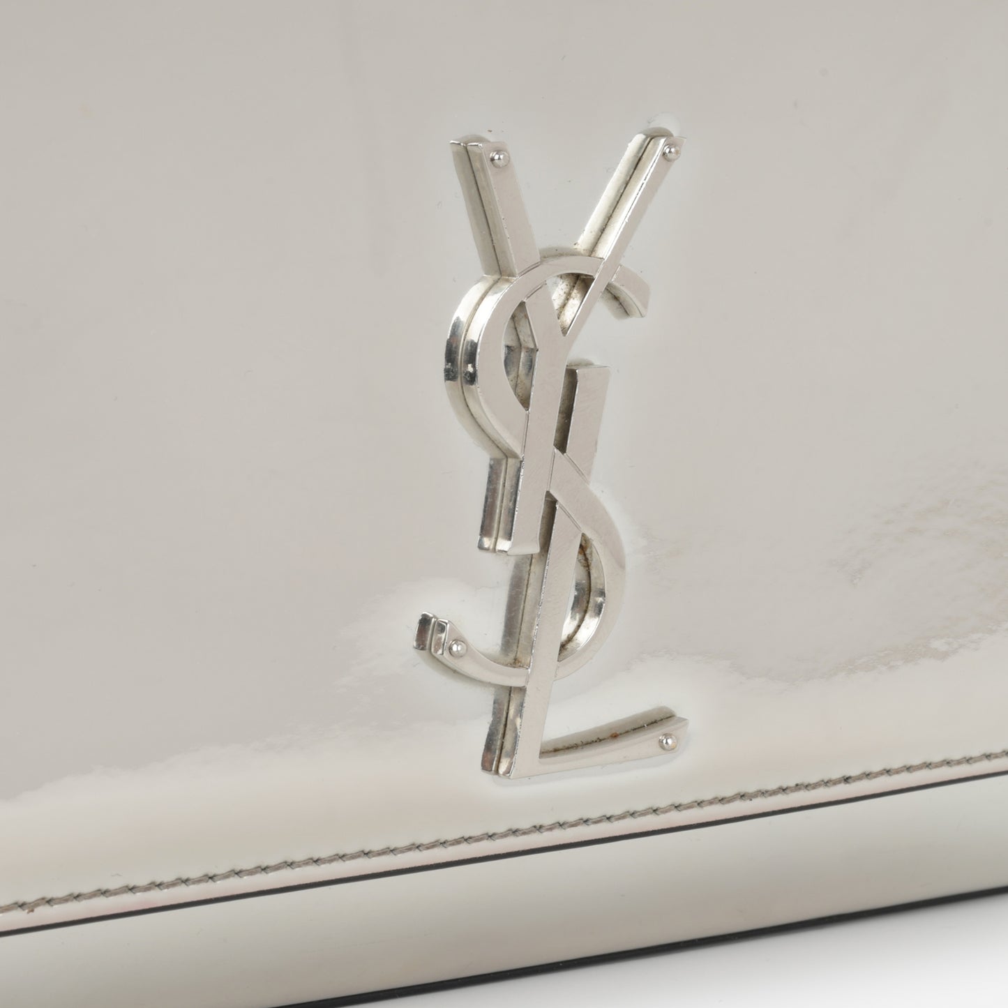 Saint Laurent Small Kate - Silver Patent Calfskin | Silver Hardware