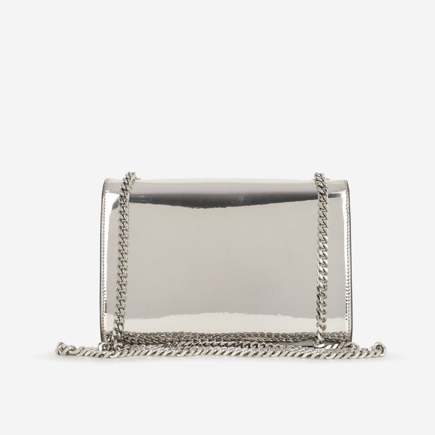 Saint Laurent Small Kate - Silver Patent Calfskin | Silver Hardware