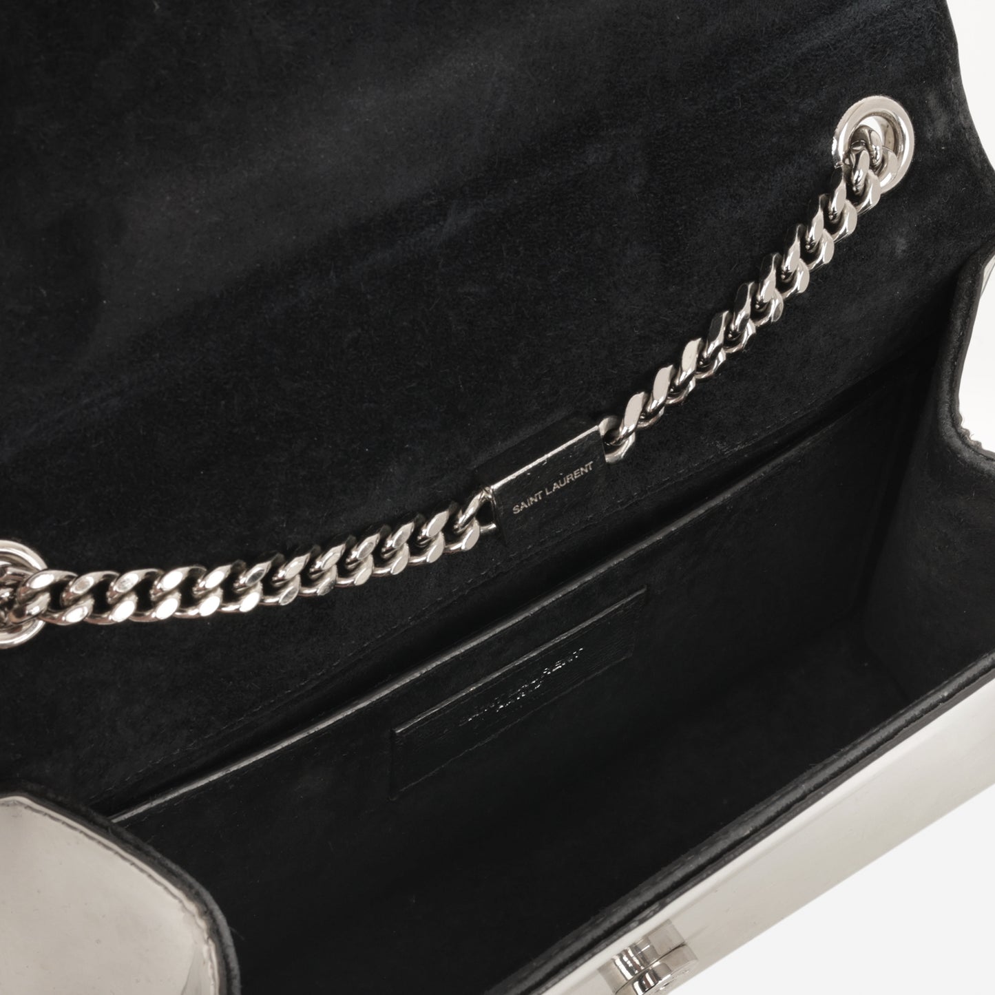 Saint Laurent Small Kate - Silver Patent Calfskin | Silver Hardware