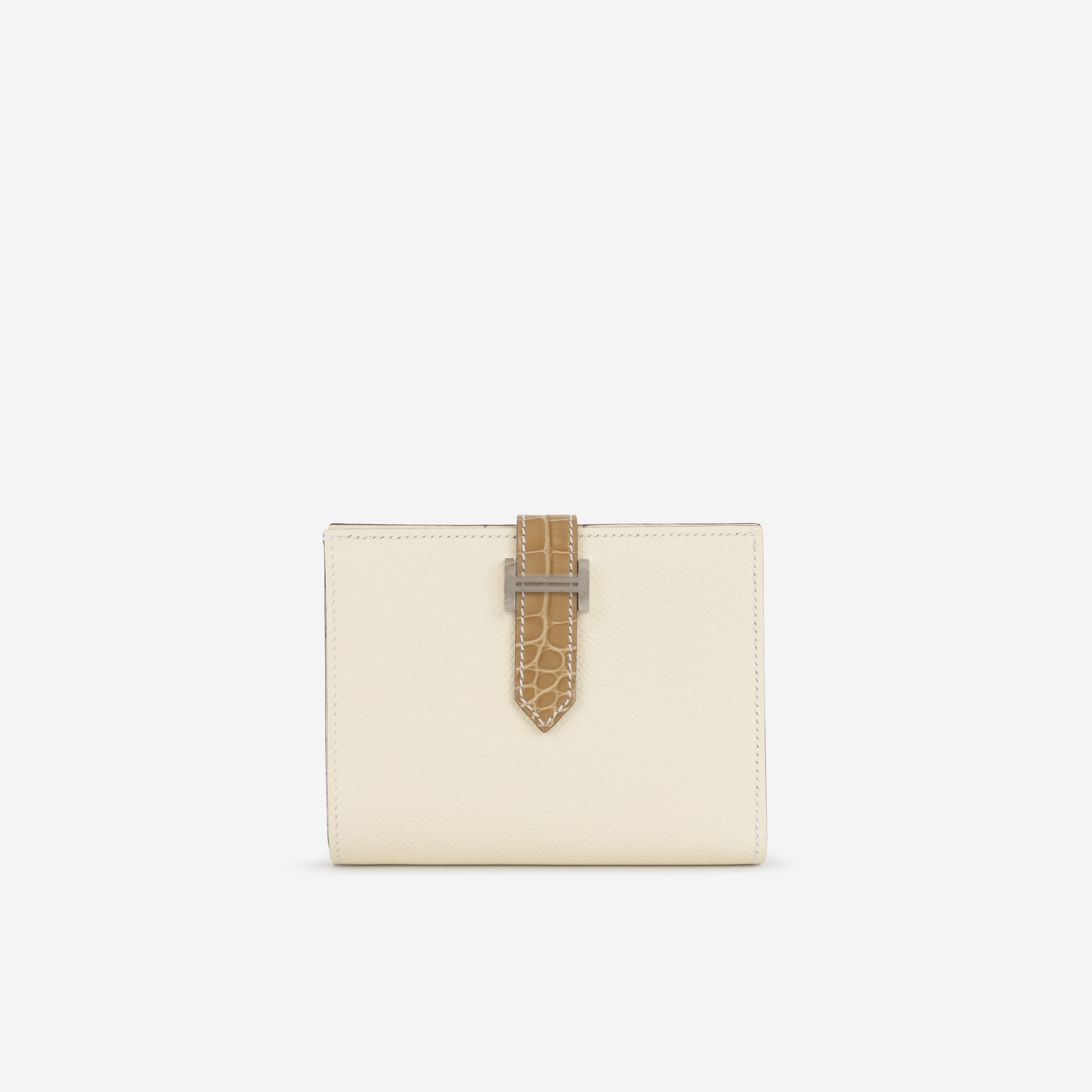 Hermès Bearn Compact Wallet - Nata Epsom / Beige Sable Alligator ...