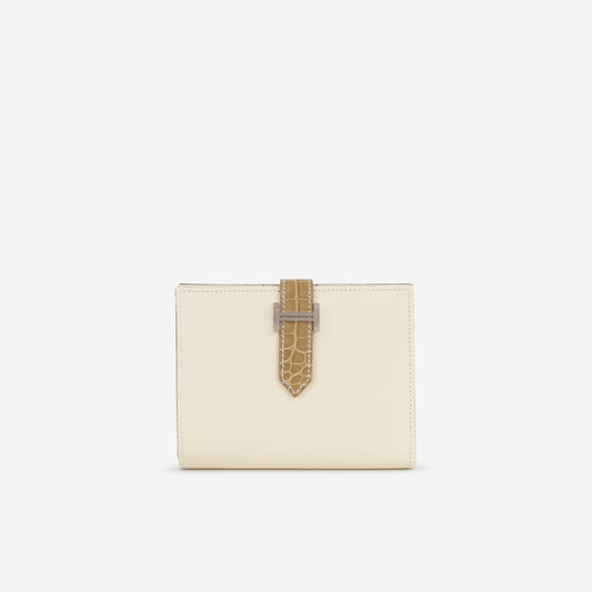 Hermès Bearn Compact Wallet - Nata Epsom / Beige Sable Alligator | Palladium Hardware