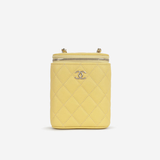 Chanel Mini Vertical Vanity on Chain - Yellow Caviar | Champagne Gold Hardware