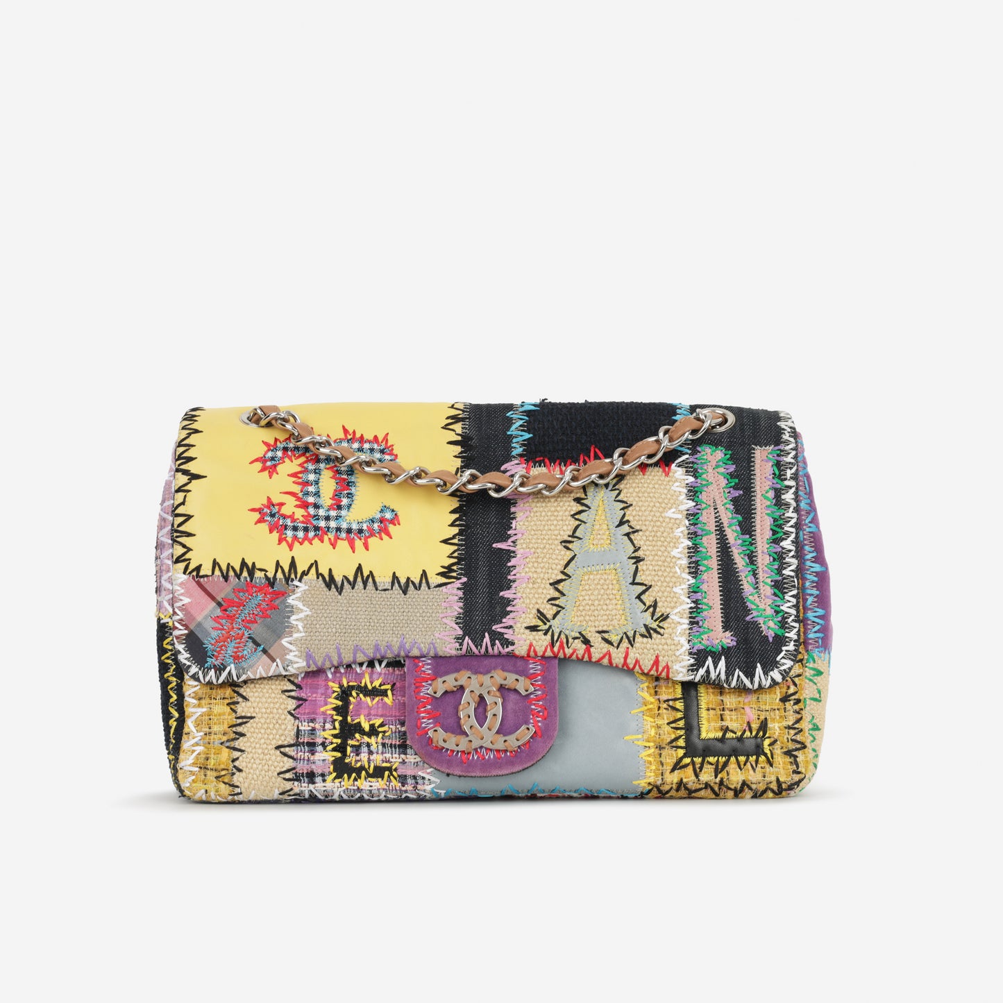 Chanel Single Flap Jumbo - Multi Patchwork | Silver Hardware