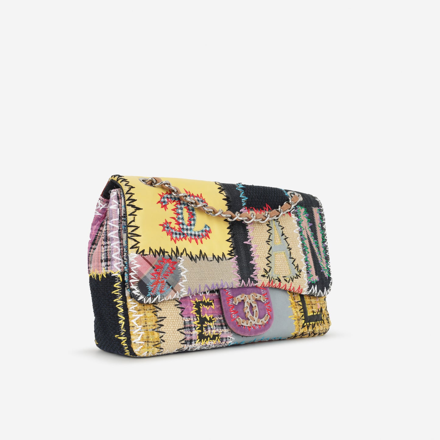 Chanel Single Flap Jumbo - Multi Patchwork | Silver Hardware