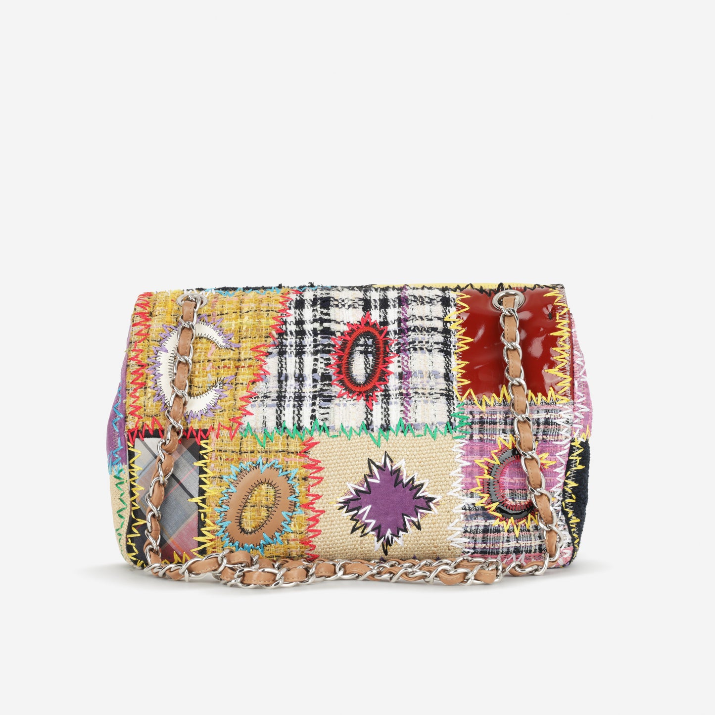 Chanel Single Flap Jumbo - Multi Patchwork | Silver Hardware