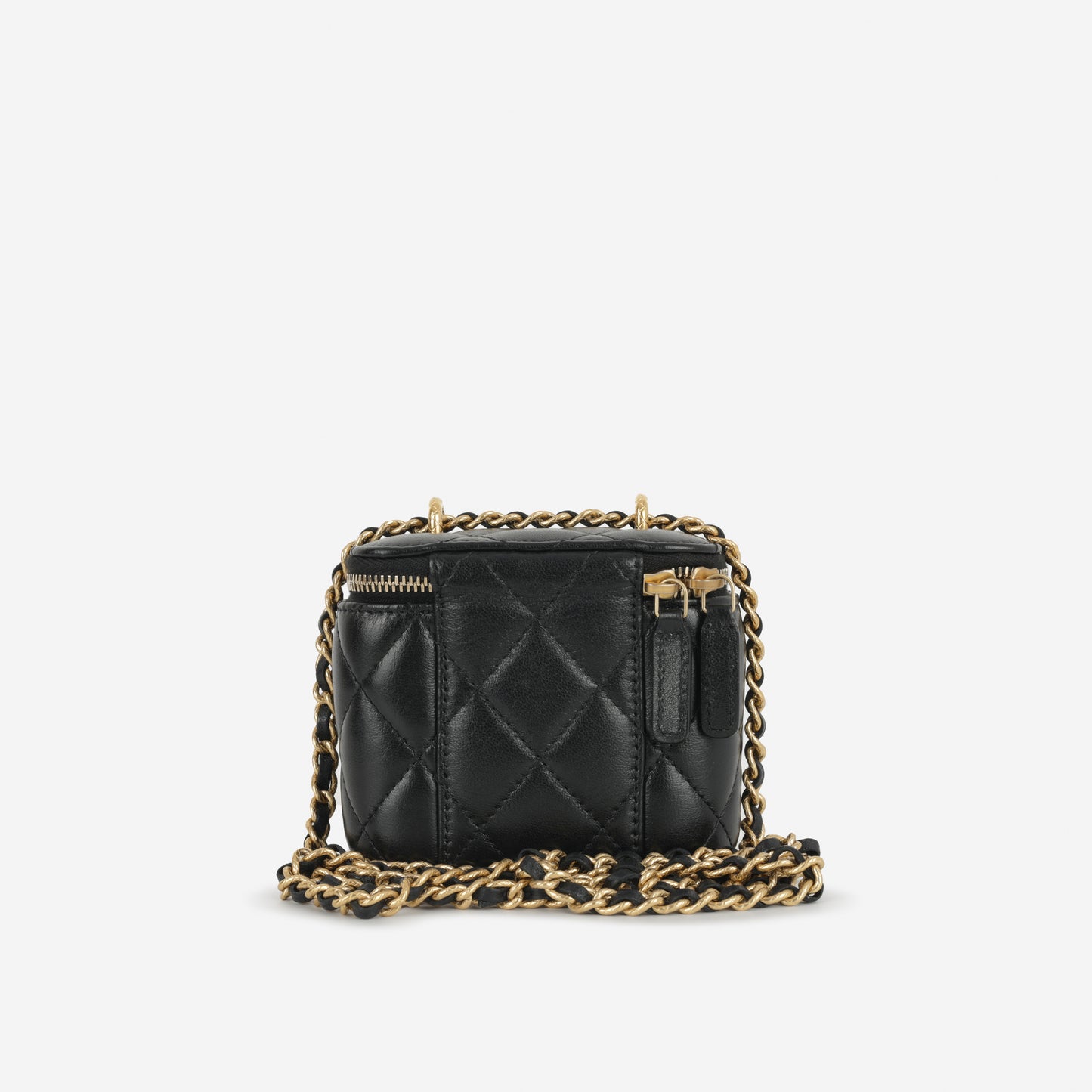 Chanel Mini Square Vanity on Chain - Black Lambskin | Gold Hardware