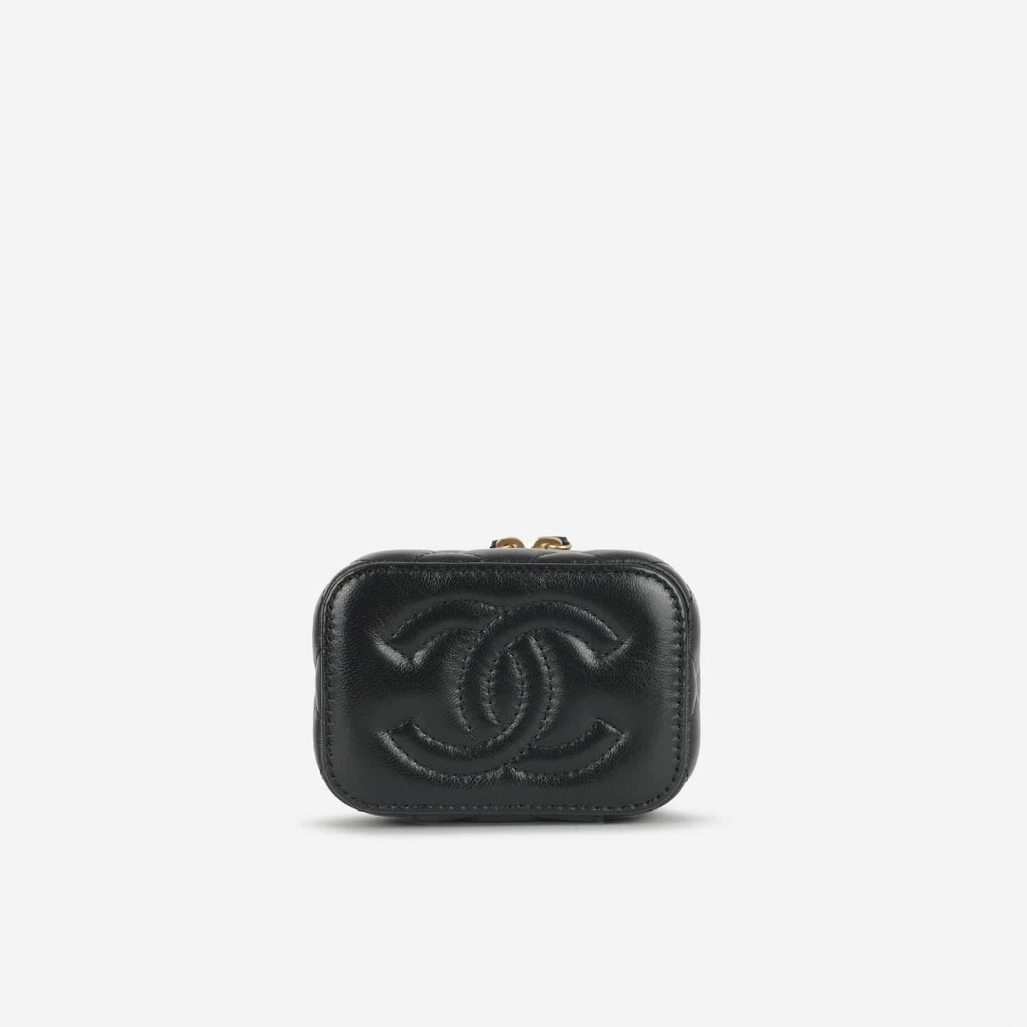 Chanel Mini Square Vanity on Chain - Black Lambskin | Gold Hardware