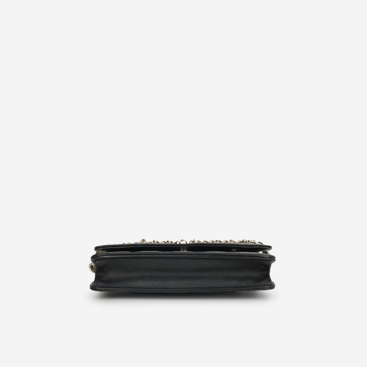 21c Chanel Seasonal Wallet On Chain - Black Lambskin |  Champagne Gold Hardware
