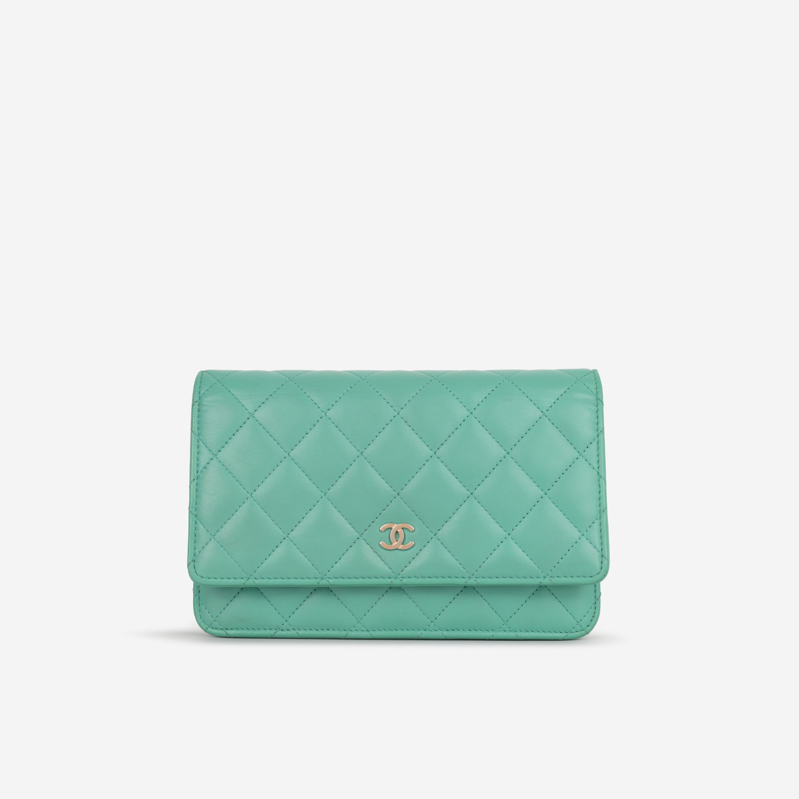 Chanel Classic Wallet on Chain - Turquoise Lambskin | Champagne Gold H