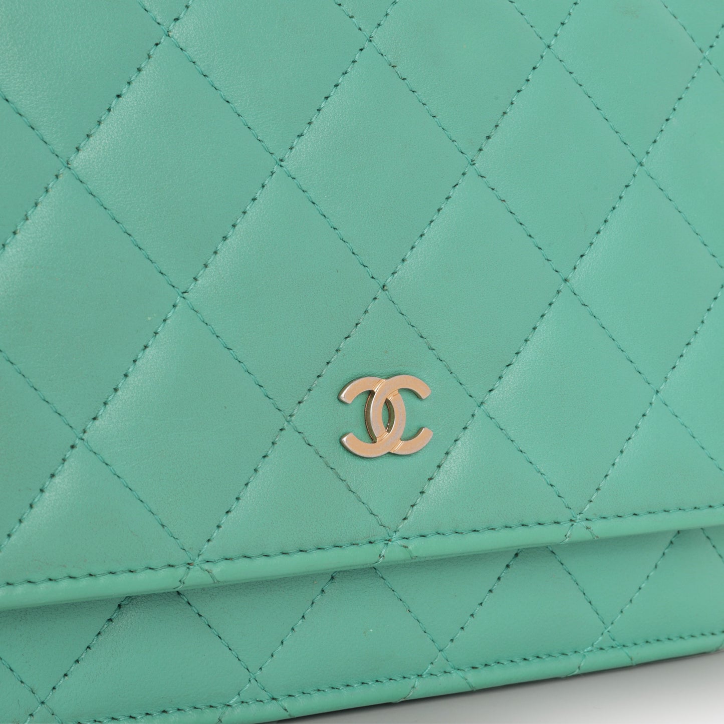 Chanel Classic Wallet on Chain - Teal Lambskin | Champagne Gold Hardware