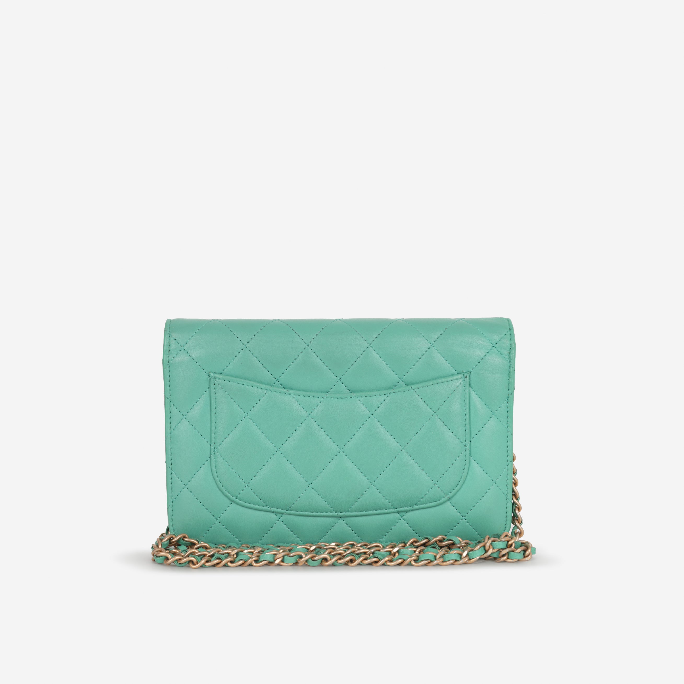 Chanel Classic Wallet on Chain - Turquoise Lambskin | Champagne Gold H