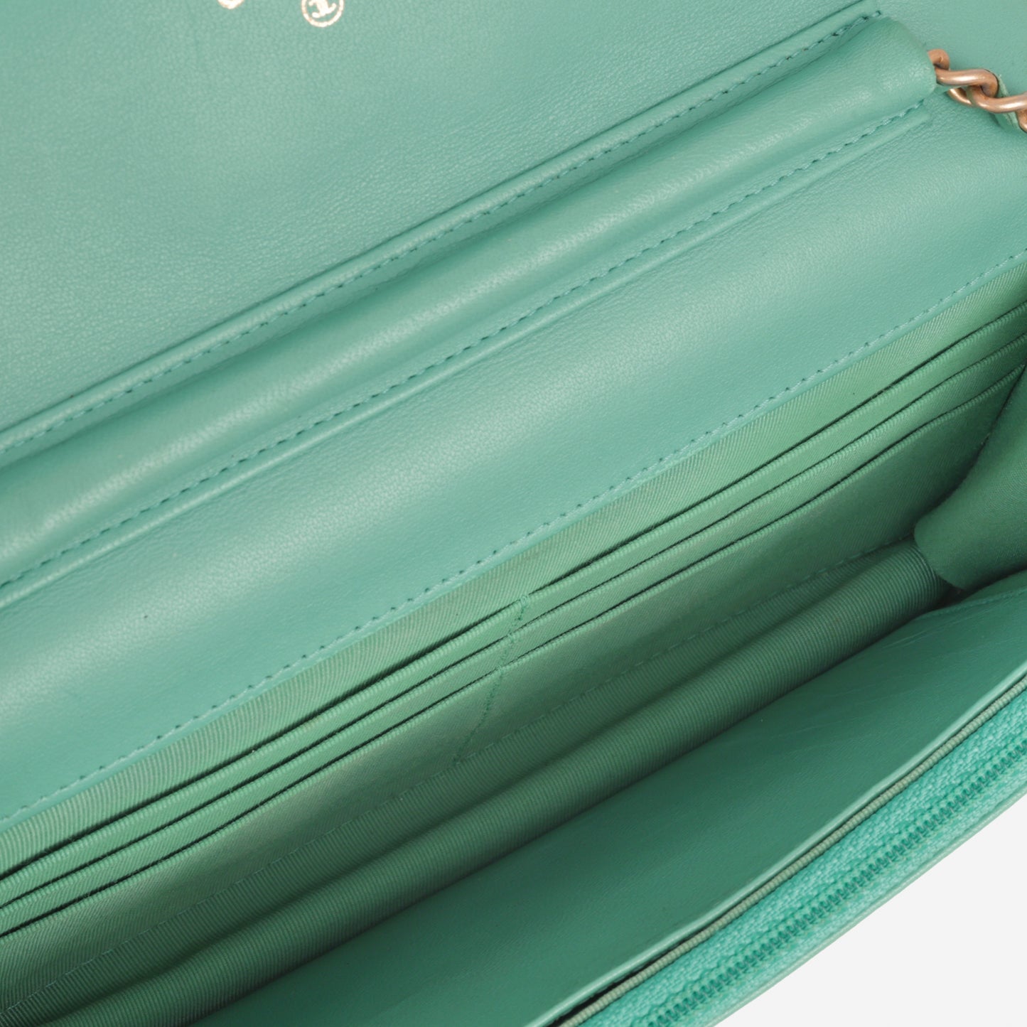 Chanel Classic Wallet on Chain - Teal Lambskin | Champagne Gold Hardware