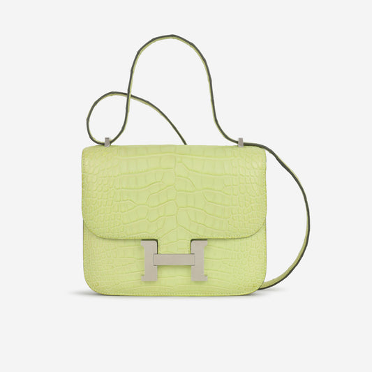Hermès Constance 18 - Jaune Bourgeon Matte Alligator Mississippisis | Palladium Hardware
