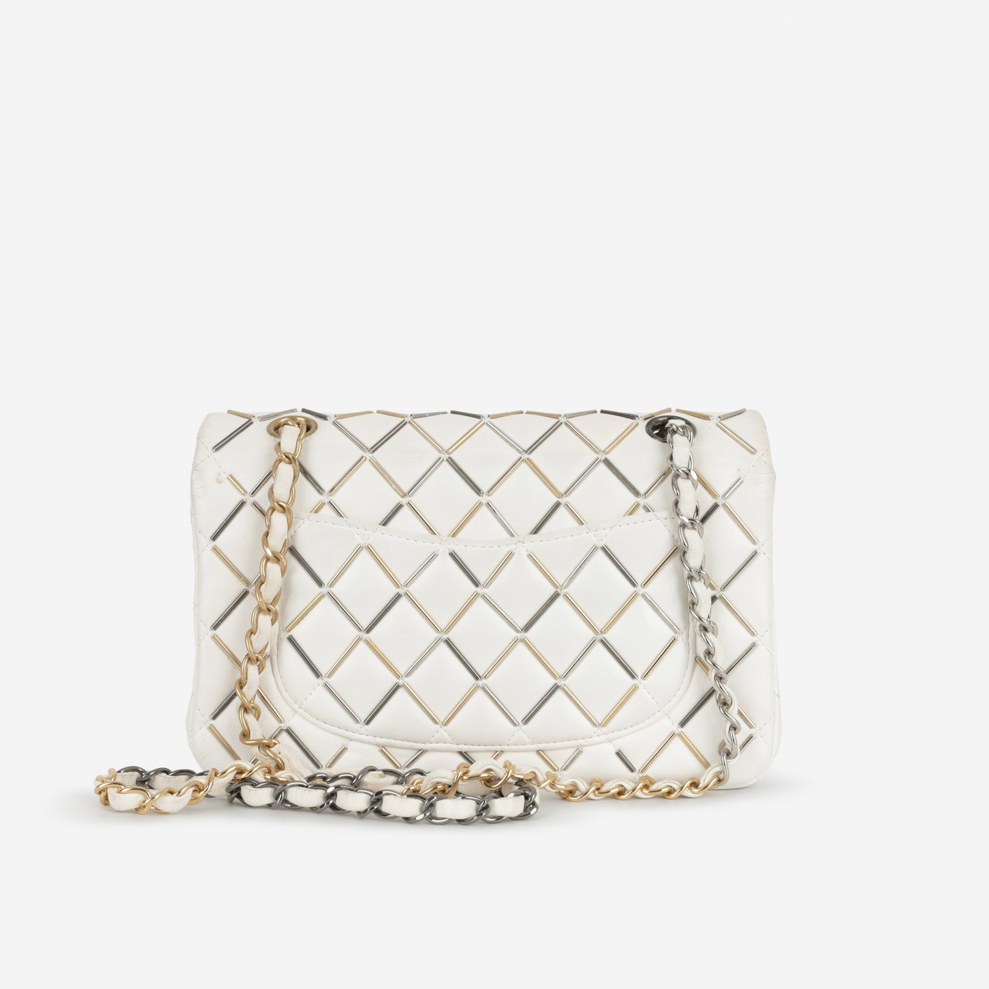 Chanel Small Matelasse Classic Flap - White Lambskin | Bi-colour Hardware