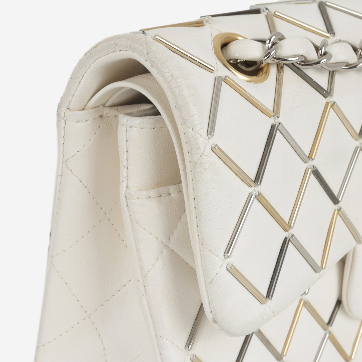 Chanel Small Matelasse Classic Flap - White Lambskin | Bi-colour Hardware