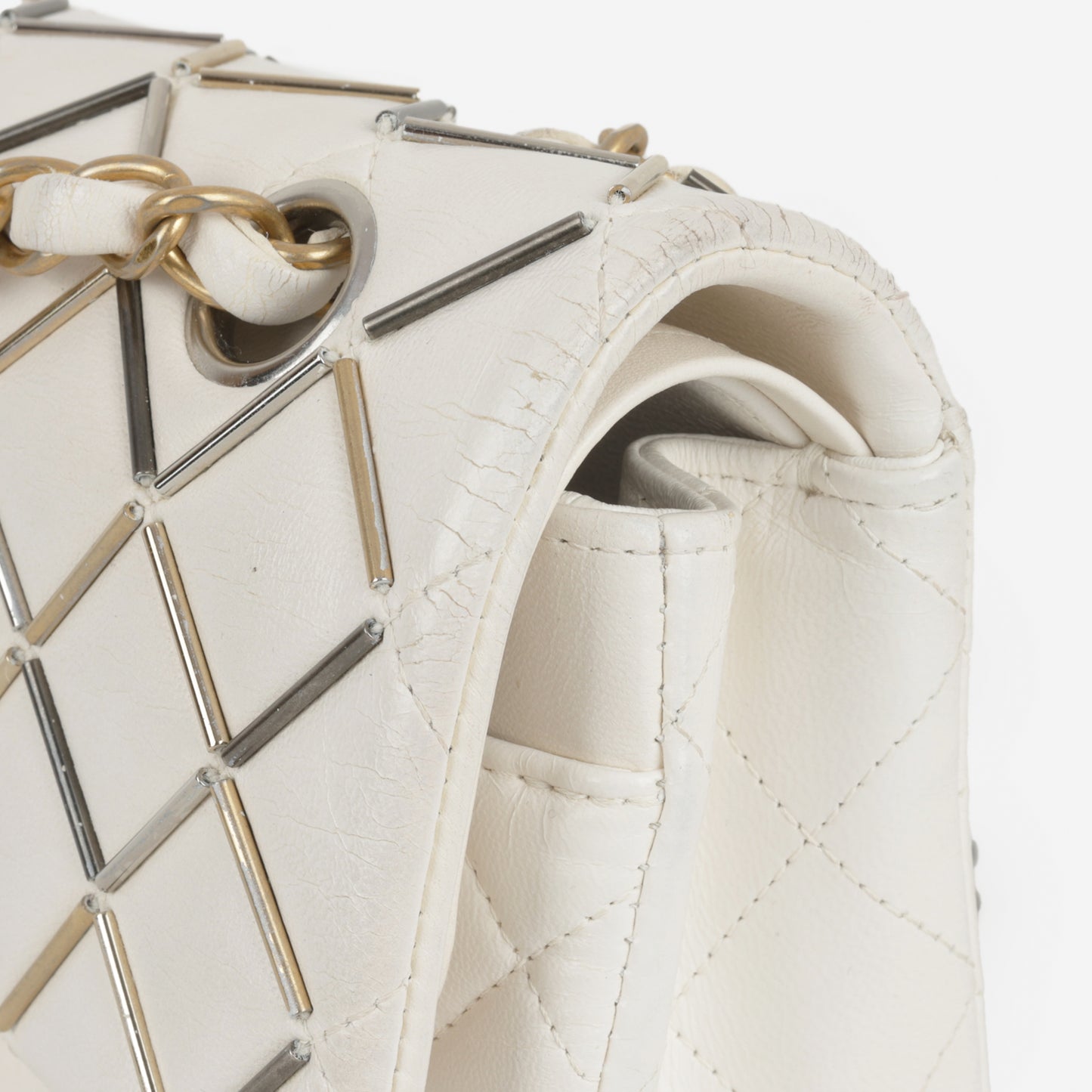 Chanel Small Matelasse Classic Flap - White Lambskin | Bi-colour Hardware