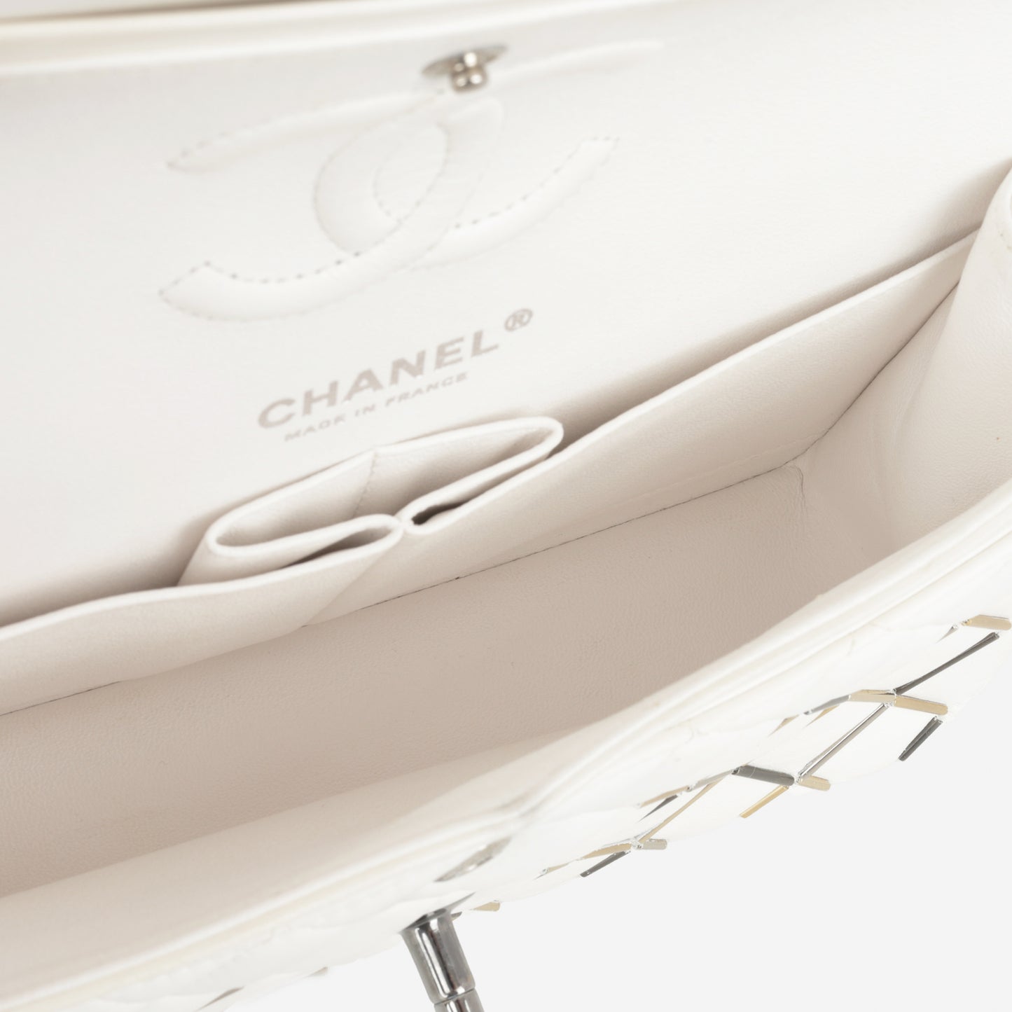 Chanel Small Matelasse Classic Flap - White Lambskin | Bi-colour Hardware