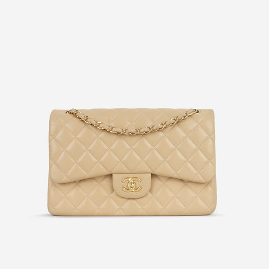 Chanel Classic Jumbo Double Flap - Beige Lambskin | Gold Hardware