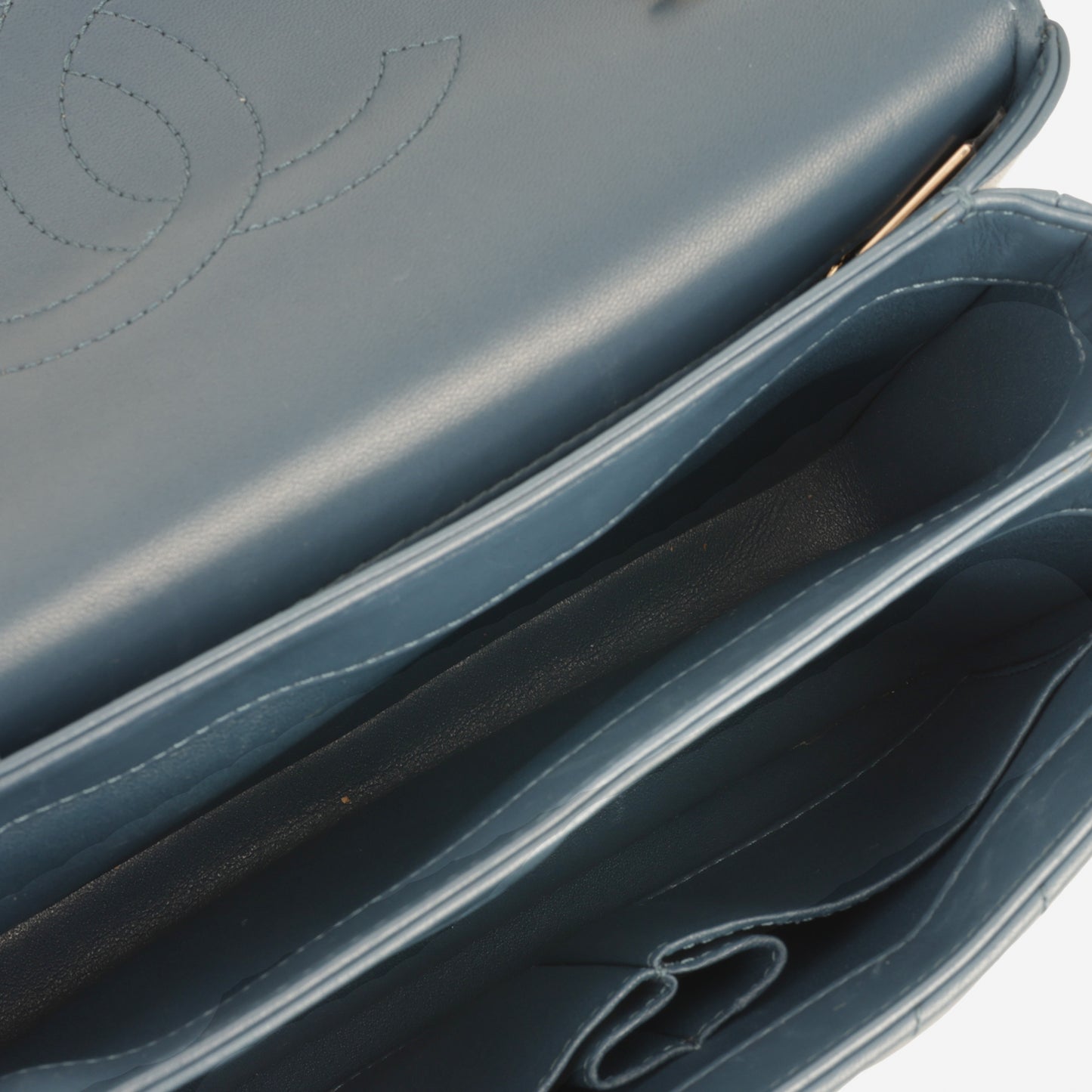 Chanel Small Trendy CC Flap Bag - Blue Chevron Lambskin | Champagne Gold Hardware